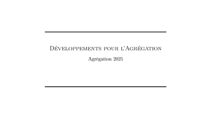 Développements pour l'agrégation
