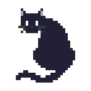 profile picture, a pixelated black cat